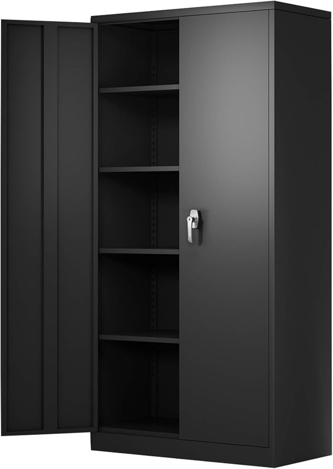 Black Metal Storage Cabinet with 4 Adjustable Shelves M51351