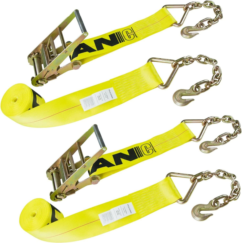 4 Inch x 27 Foot 2 Pack Ratchet Strap with Chain Anchors L5706