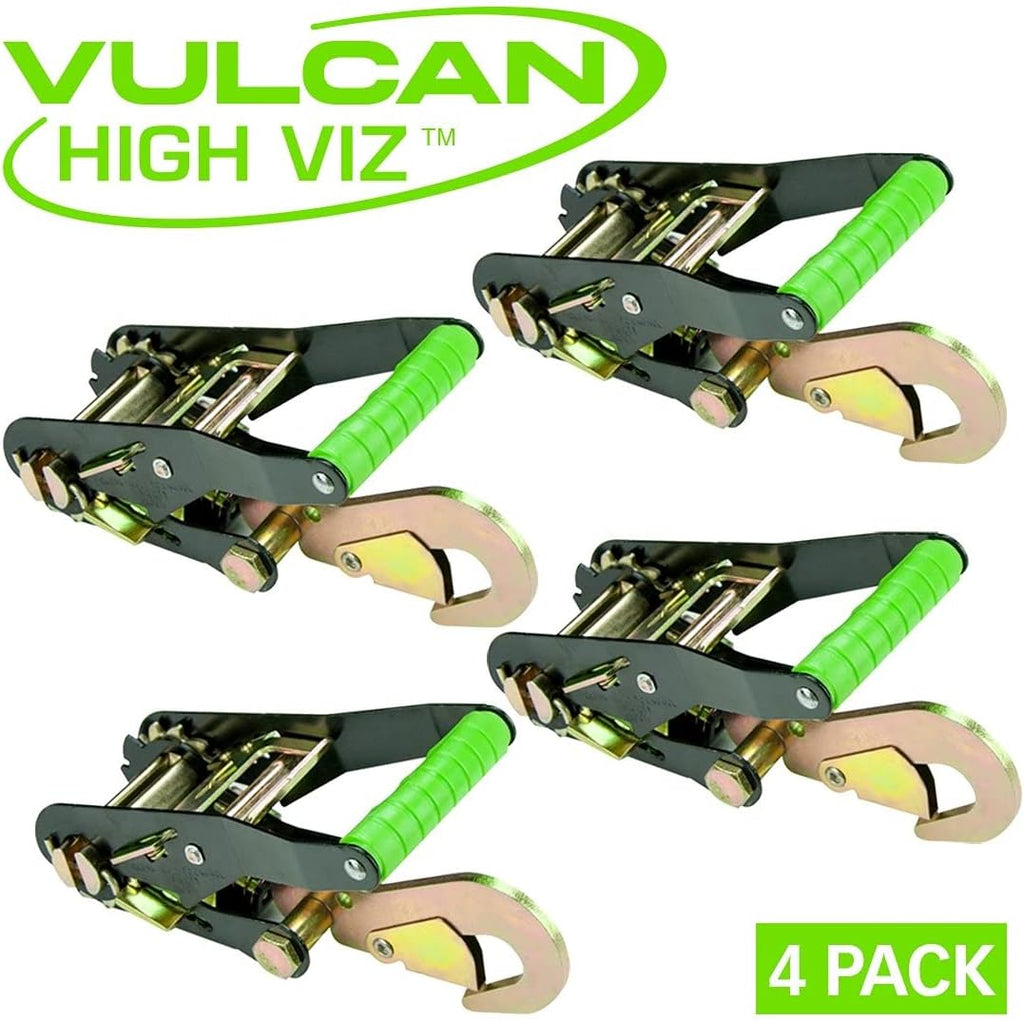 Ratchet Buckle 4 Pack with Snap Hook, 2 Inch Wide Handle, 3,300 Pound Safe Working Load G8879