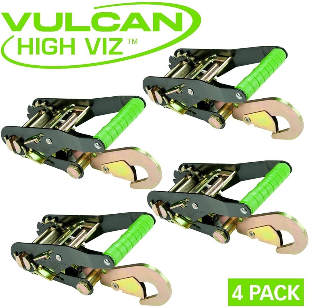 Ratchet Buckle 4 Pack with Snap Hook, 2 Inch Wide Handle, 3,300 Pound Safe Working Load G8879