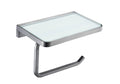 Gun Metal Stainless Steel White Glass Shelf with Toilet Paper Holder U2138