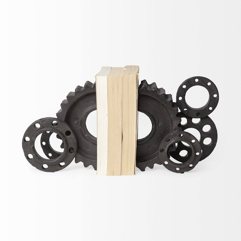 Black Matte Industrial Resin Bookend A571
