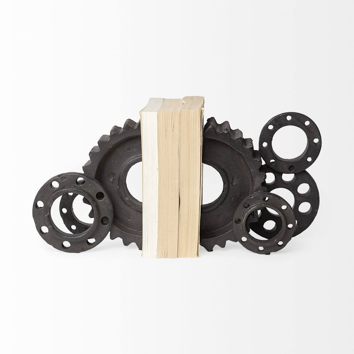 Black Matte Industrial Resin Bookend A571
