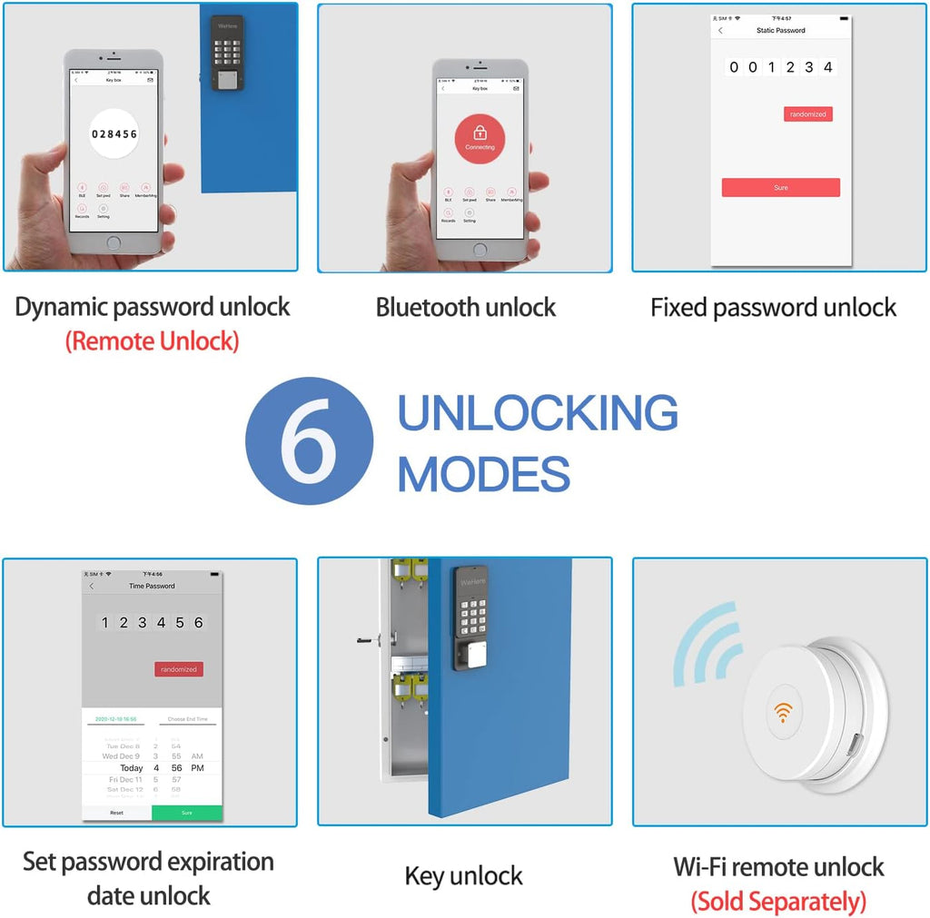 Key Lock Box with 16 Keys, Metal Key Cabinet Wall Mount, Digital Combination Code Lock Box U802