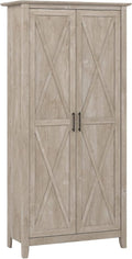 Washed Gray Tall Storage Cabinet with Doors P684148