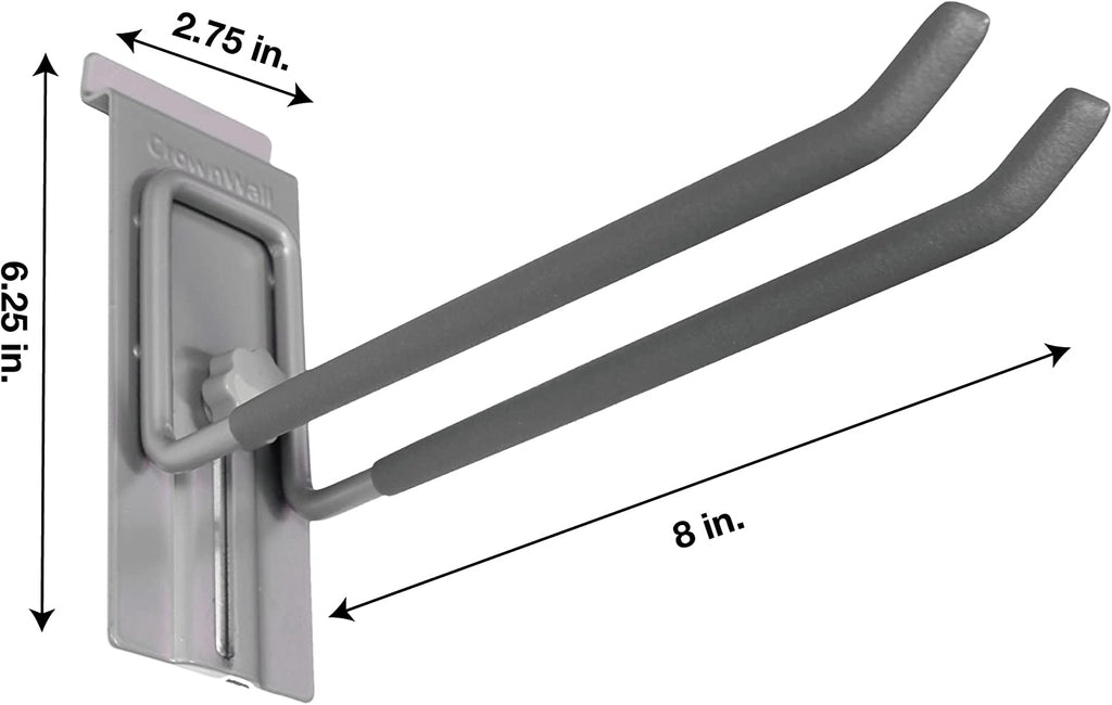 Slat Wall Storage Organizer with 8 Inch Locking Double Hooks (3 Pack) G239