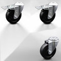 4 inch Soft Rubber Swivel Bolt Hole Caster Set with 2 Total Lock Brake A952345