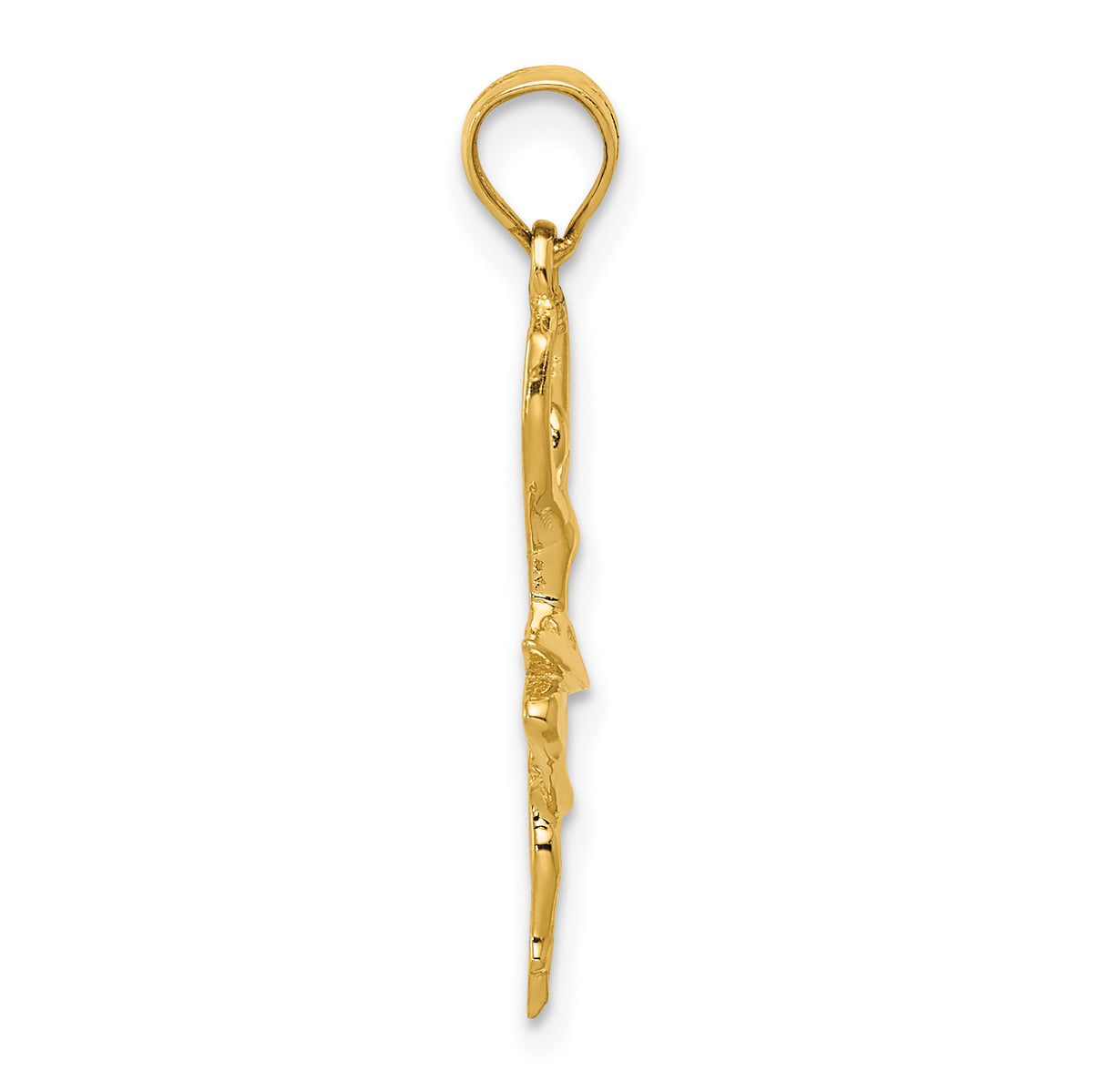 14K Yellow Gold Polished Small Ballerina Pendant Charm With 14K Yellow Gold Lightweight Rope Chain Necklace 16'' C620560