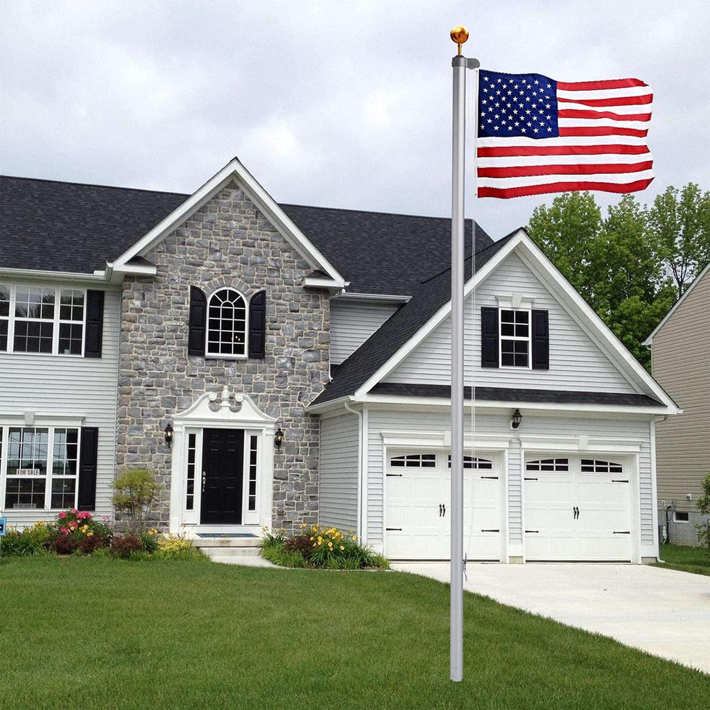 20FT Heavy Duty Aluminum Flag Pole Kit with 3x5 American Flag and Golden Ball N4995
