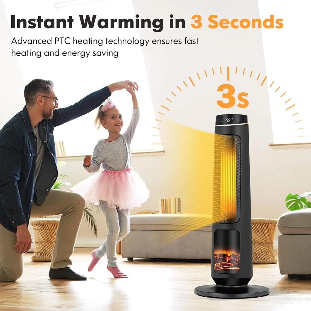 1500W Black Ceramic Tower Heater with Remote Control L39366