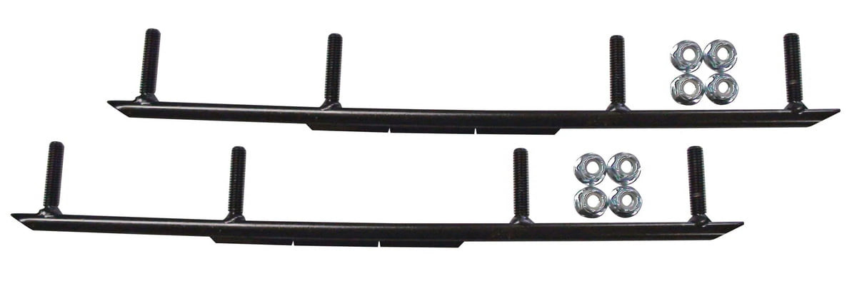 Black Snowmobile Skis with 6" Round Bars Complete Kit L3340