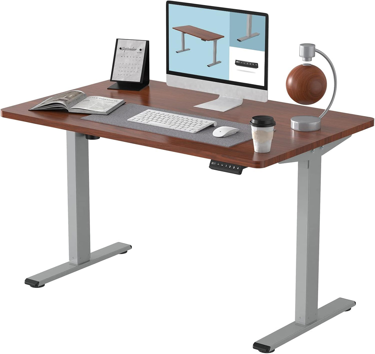 Electric Height Adjustable Desk 55 x 28 Inches White Top O48206