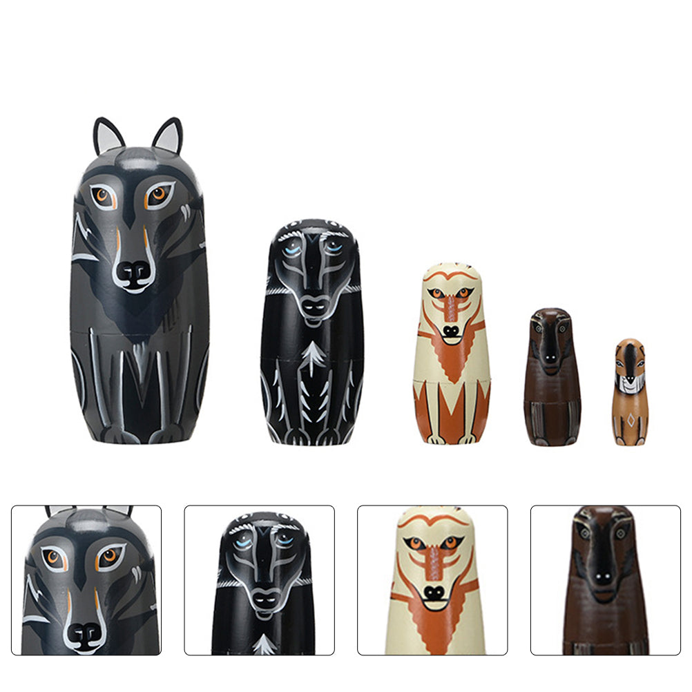 5Pcs Russian Matryoshka Doll Toy Nesting Doll Handmade Craft A41453
