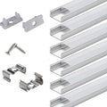 6x2m LED Strip Light Channel with Milky Cover Diffusers, End Caps and Mounting Clips B887190