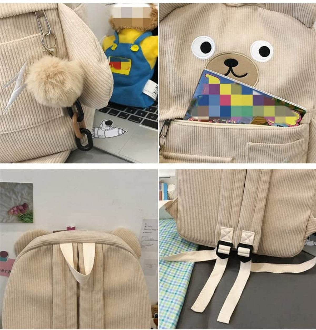 Corduroy Backpack Schoolbag W332752