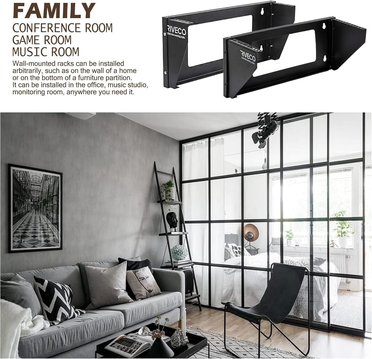 Black Wall Mount Rack Pack of 2 B33006