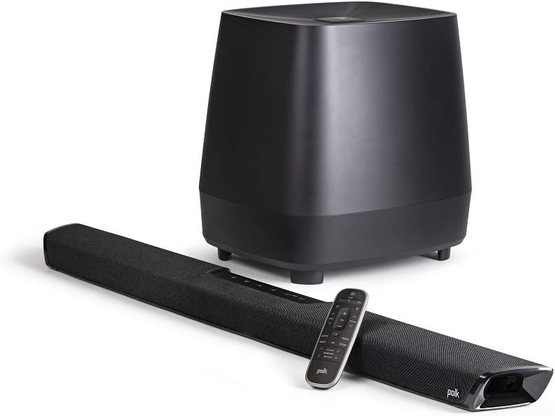 Black Home Theater Surround Sound Bar with Wireless Subwoofer and Two Speakers B4161