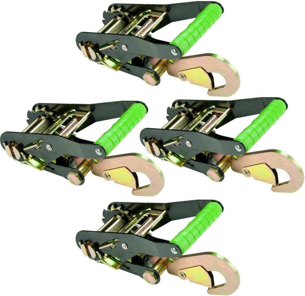 Ratchet Buckle 4 Pack with Snap Hook, 2 Inch Wide Handle, 3,300 Pound Safe Working Load G8879