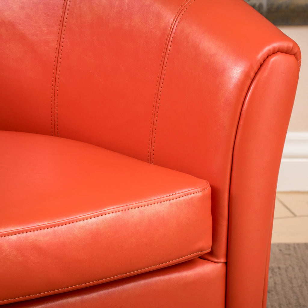 Orange and Dark Brown Bonded Leather Club Chair Q278
