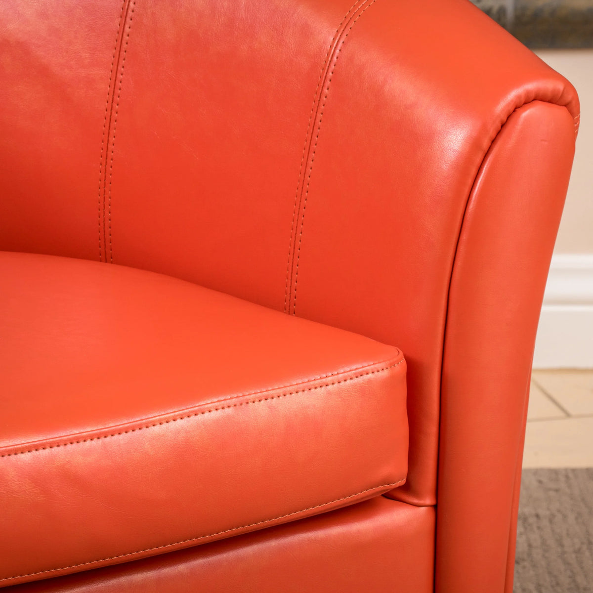 Orange and Dark Brown Bonded Leather Club Chair Q278