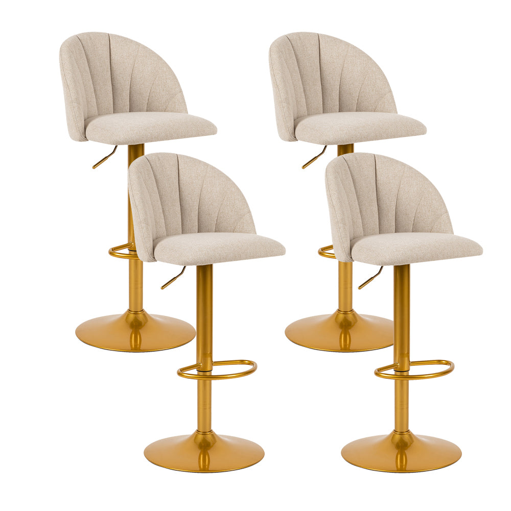 Beige Linen Swivel Counter Height Bar Stools Set of 4 U618