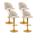 Beige Linen Swivel Counter Height Bar Stools Set of 4 U618
