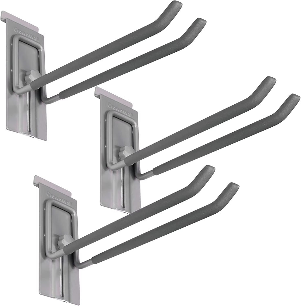 Slat Wall Storage Organizer with 8 Inch Locking Double Hooks (3 Pack) G239
