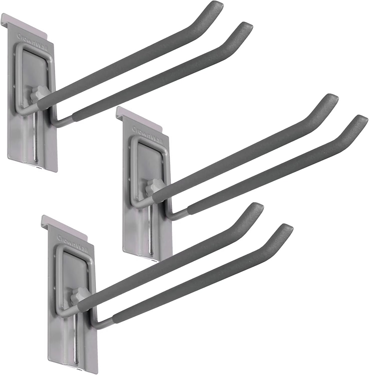 Slat Wall Storage Organizer with 8 Inch Locking Double Hooks (3 Pack) G239