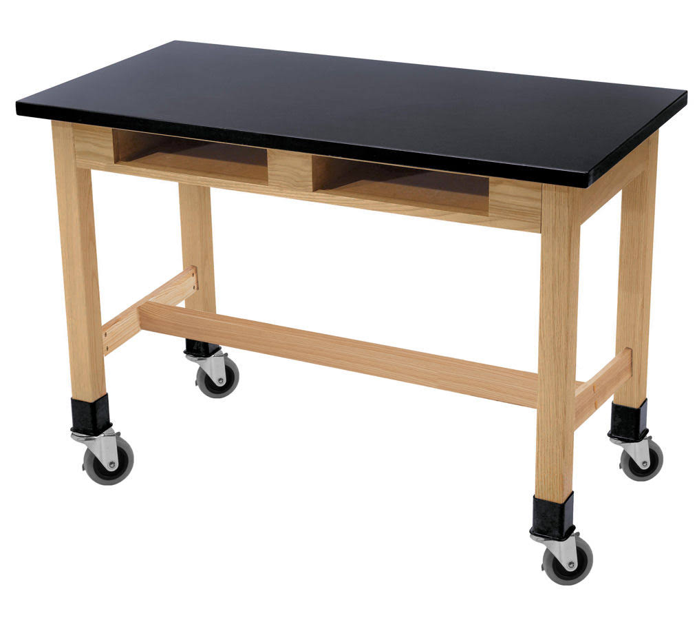 Black Wood Lab Table with Chemical Resistant Top Y18873