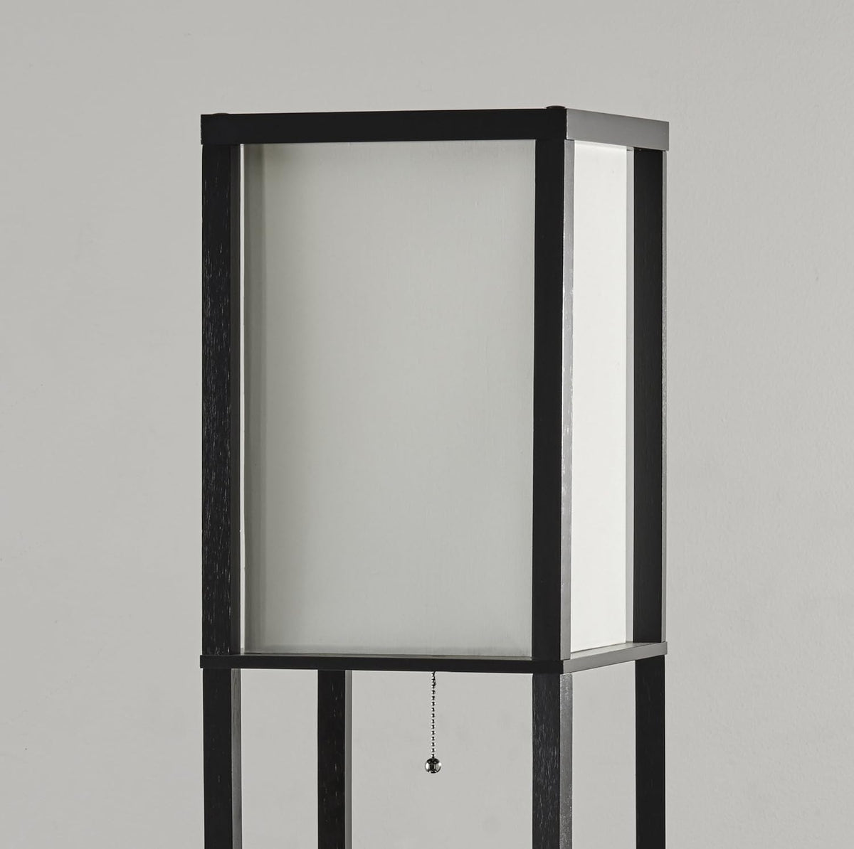 Three Drawer Shelf Lamp, 72 in, 150W Incandescent/ 150W CFL, Black PVC Veneer on MDF, 1 Floor Lamp T4115