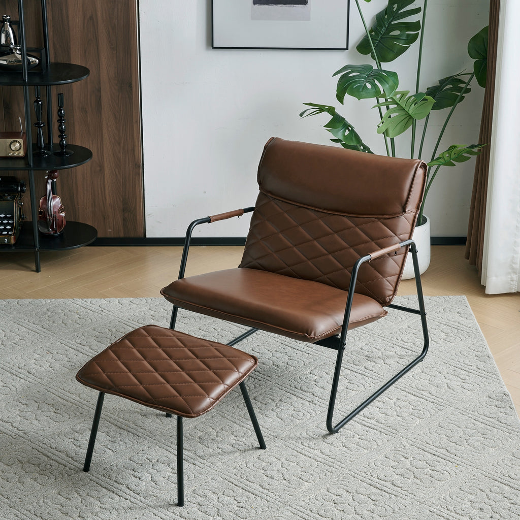 Dark Brown Accent Chair and Ottoman Set O838913