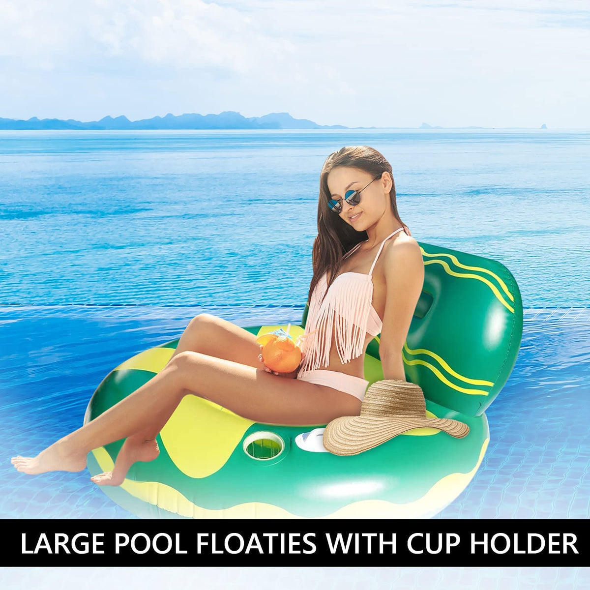 Green/Yellow Inflatable Swimming Pool Float Lounge Chair B7988