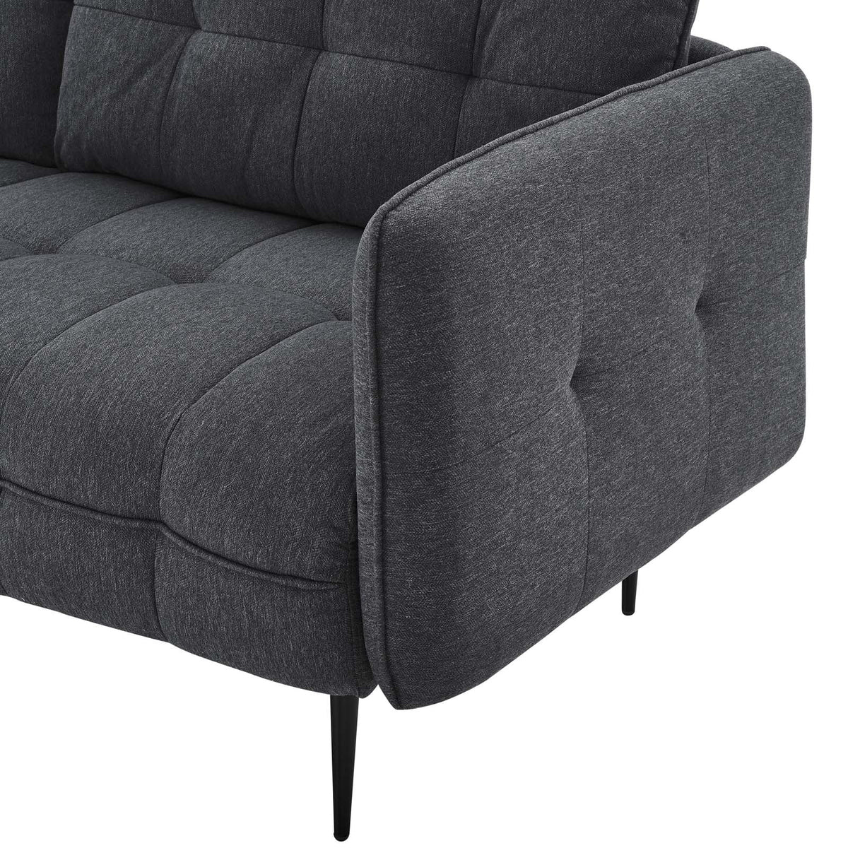 Tufted Fabric Dark Grey Sofa D602197