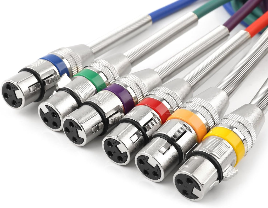 6 Pack Multi-Color 3.3 feet XLR Male to Female Microphone Cable H53884