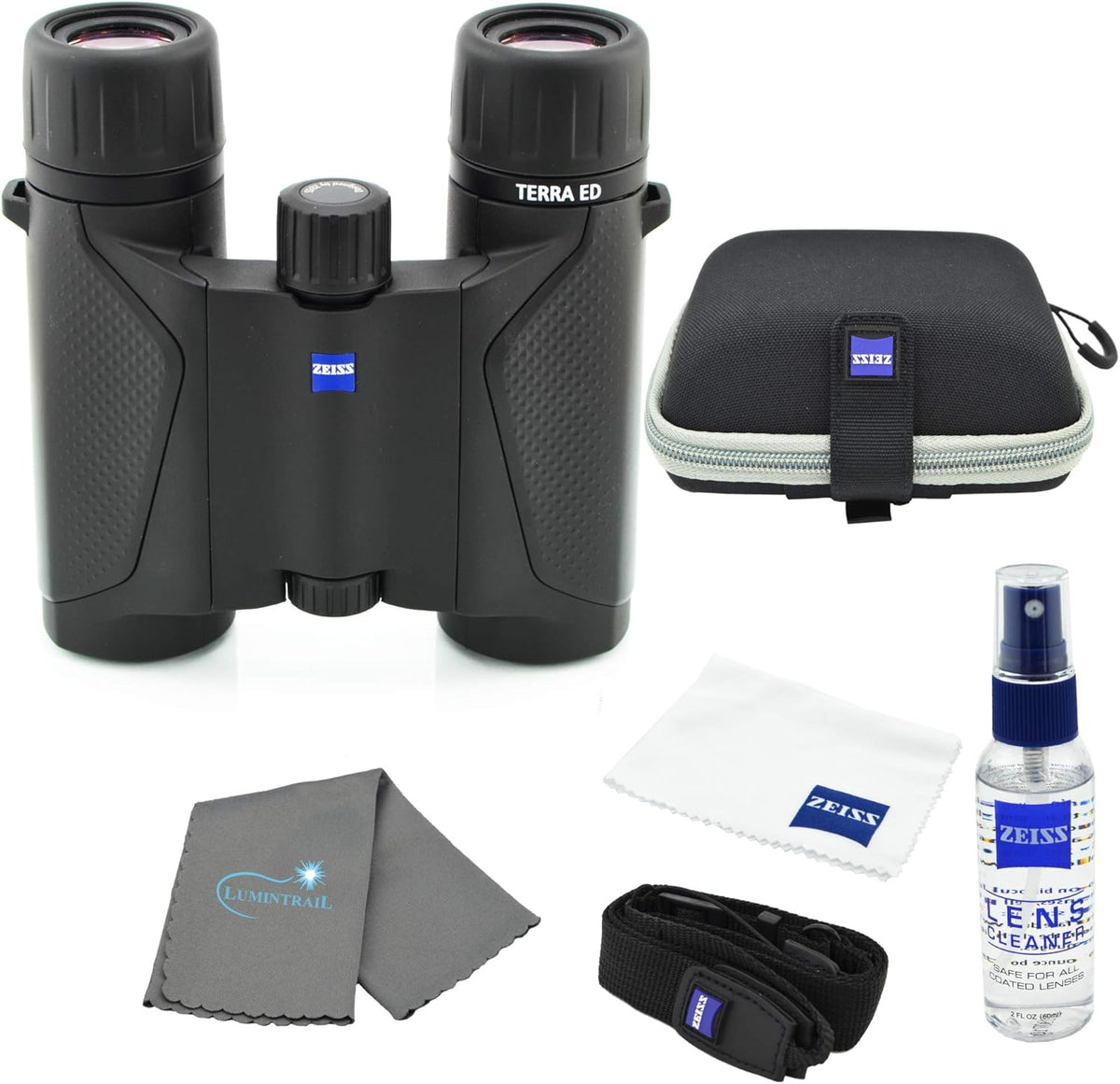 8x25 Compact Pocket Binocular Black Bundle with Lens Care Kit and Cleaning Cloth D73576