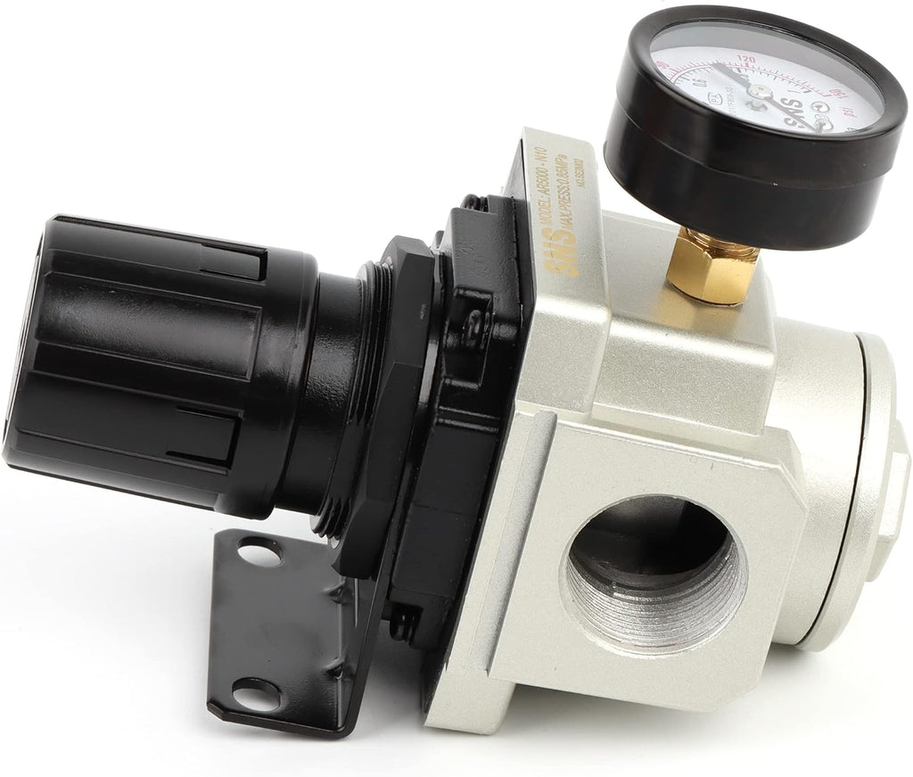Female Thread 1'' NPT Air Pressure Regulator 0-150 PSI Adjustable, Bracket, Gauge Pack of 2 T8935