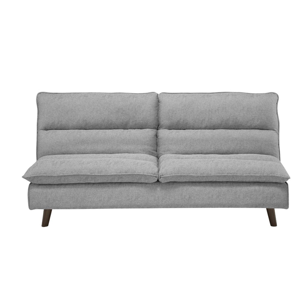Grey Textured Fabric Convertible Sofa with Wooden Legs T554