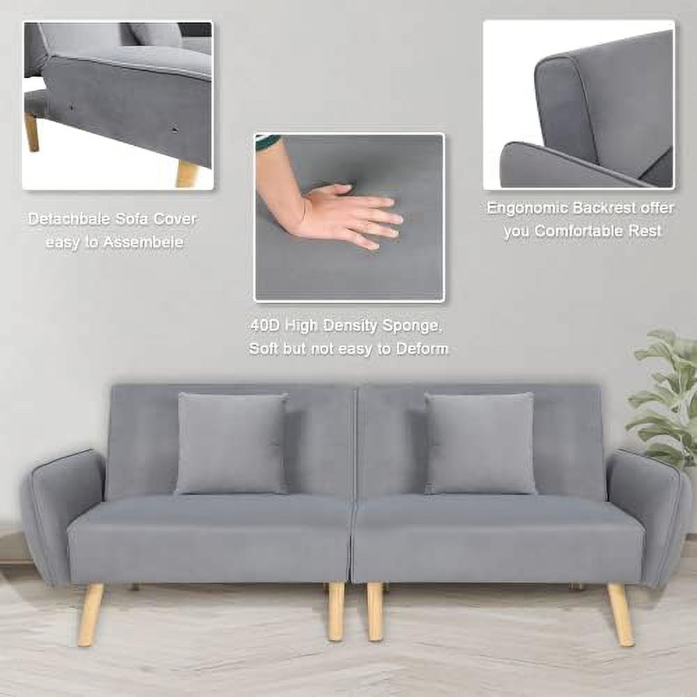 Beige Fabric 2 Seater Loveseat Sofa with Metal Frame T74106