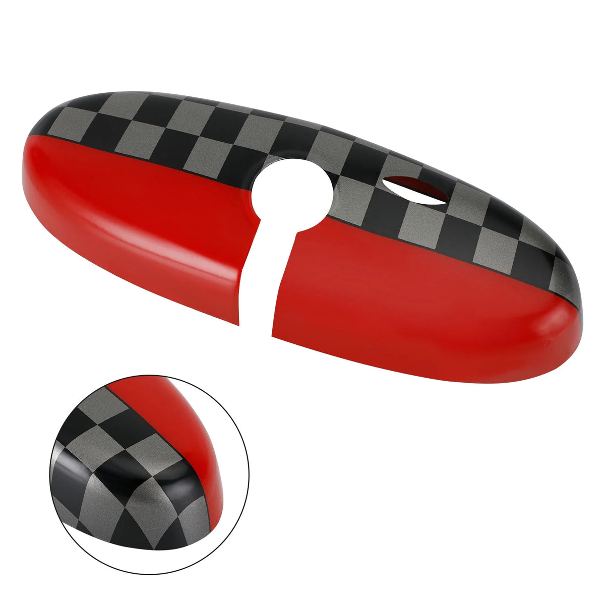 Black/Grey Checkered Rear View Mirror Cover F40867