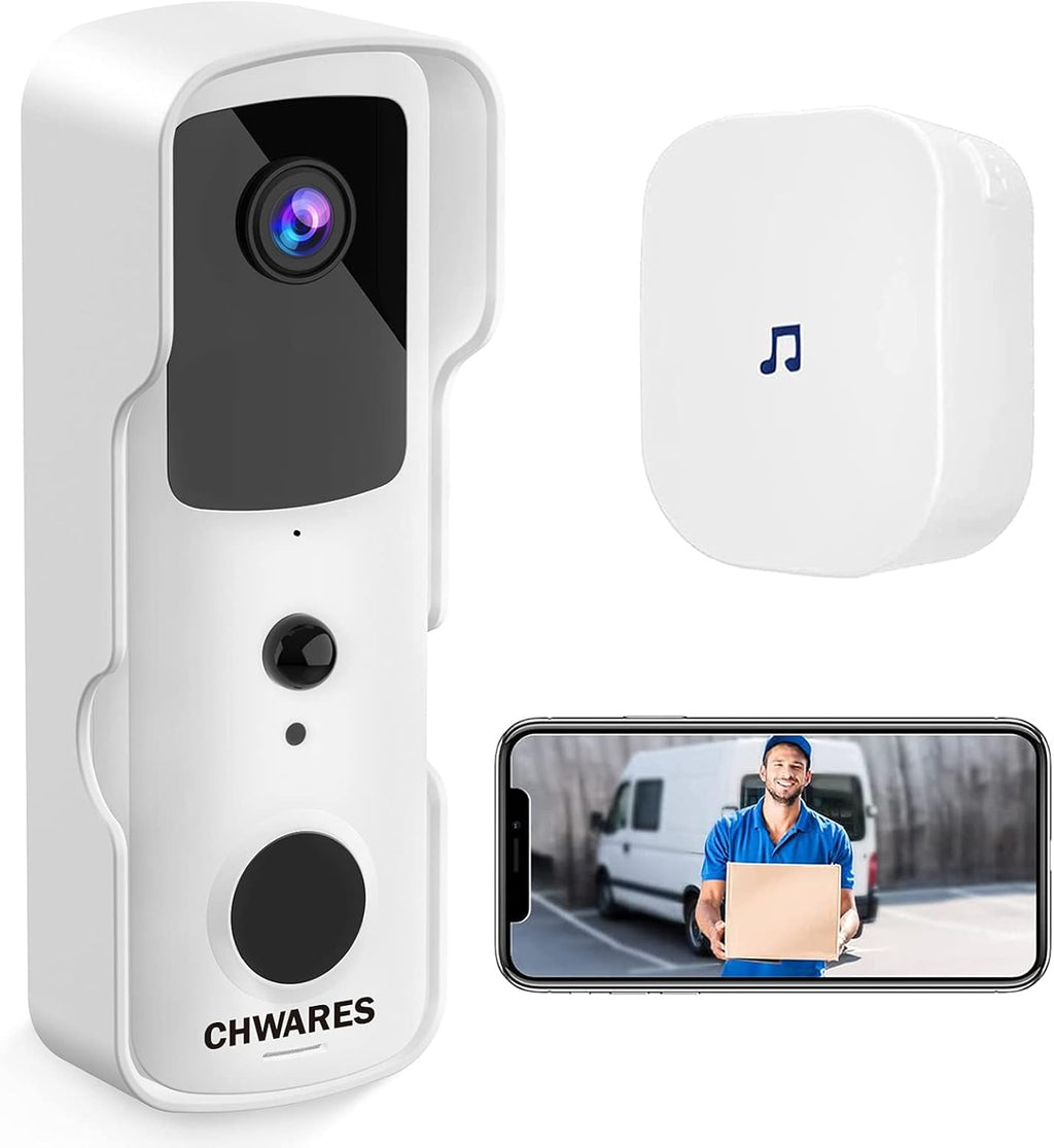White Wireless WiFi Video Doorbell Camera with Chime I180956