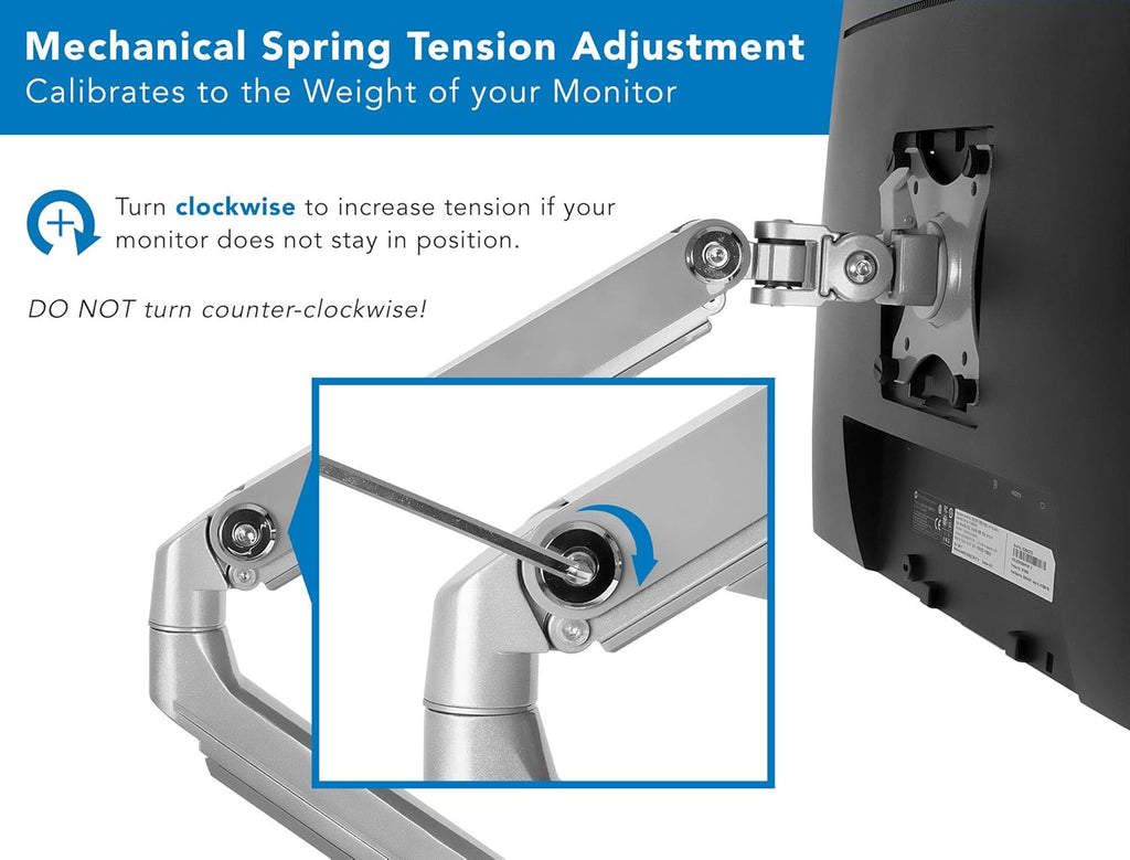 Single Monitor Arm Mount Desk Stand Full Motion Height Adjustable Articulating Mechanical Spring Arm Fits 24 27 29 30 32 Inch VESA Compatible Computer Screen C-Clamp and Grommet Base D87287