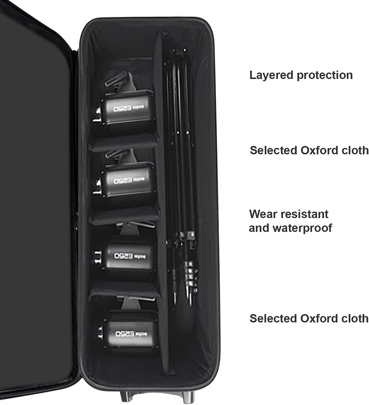 Camera Trolley Case with Straps Padded Compartment and Wheels 44x15x11.8 inches Q941