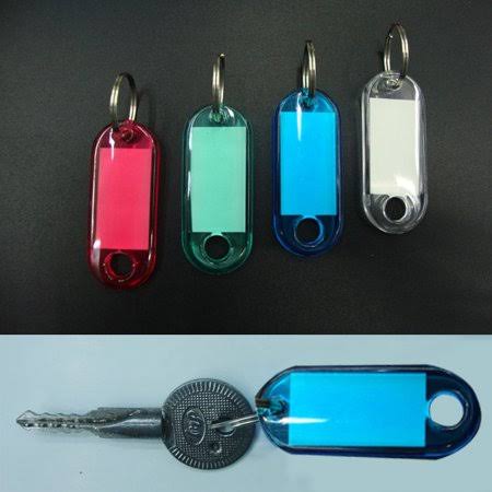 100 Pcs Colorful Clear Plastic Key Tags with Key Chain Tag Card Split Ring E707