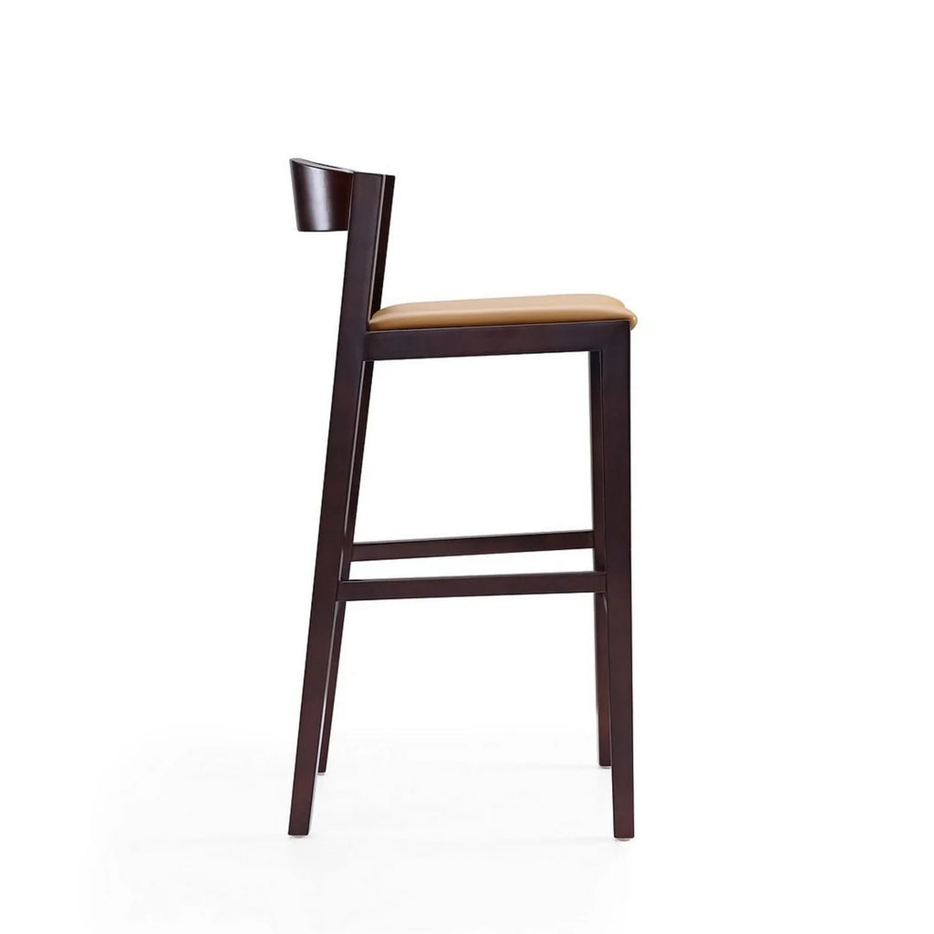 Camel and Dark Walnut Beech Wood Barstool (Set of 2) D6711