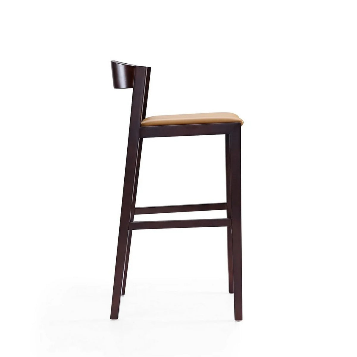 Camel and Dark Walnut Beech Wood Barstool (Set of 2) D6711