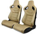 Red PU Leather Reclinable Racing Seats Pair with Dual Sliders Z2572