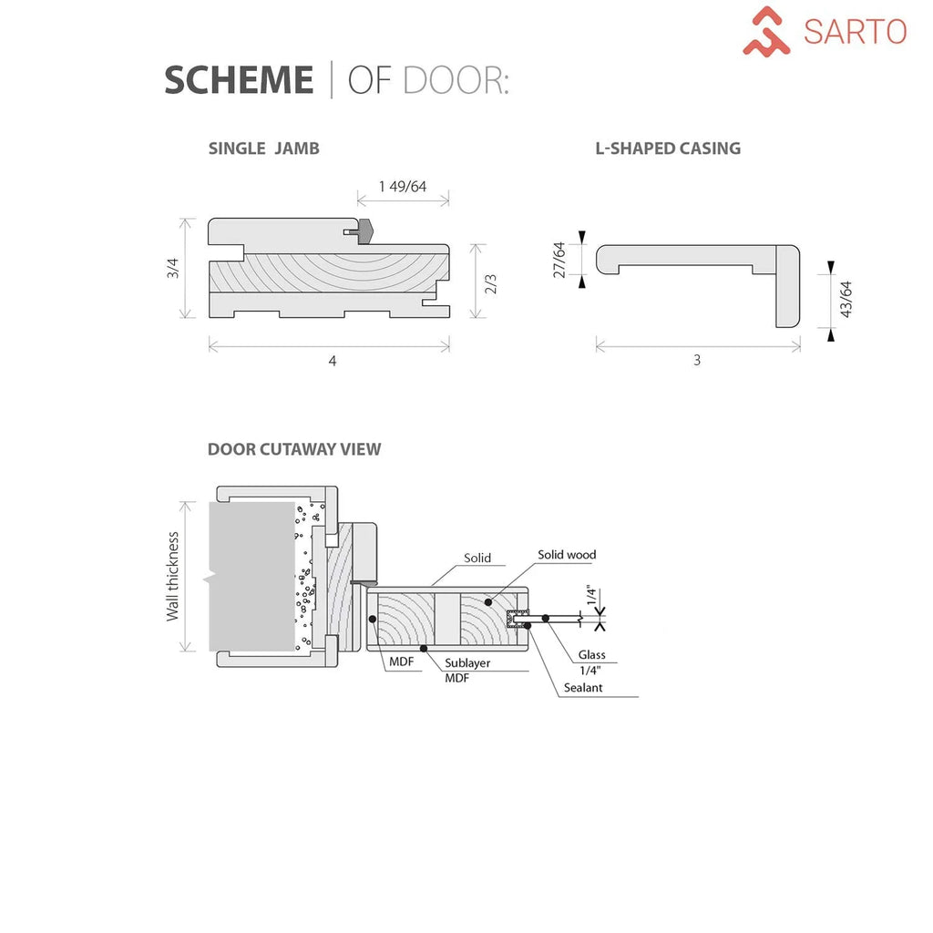 Double Barn Door 48 x 80 inches with Frosted Glass W1090