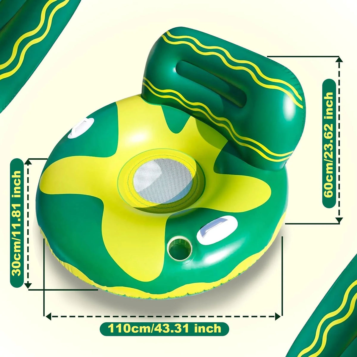 Green/Yellow Inflatable Swimming Pool Float Lounge Chair B7988
