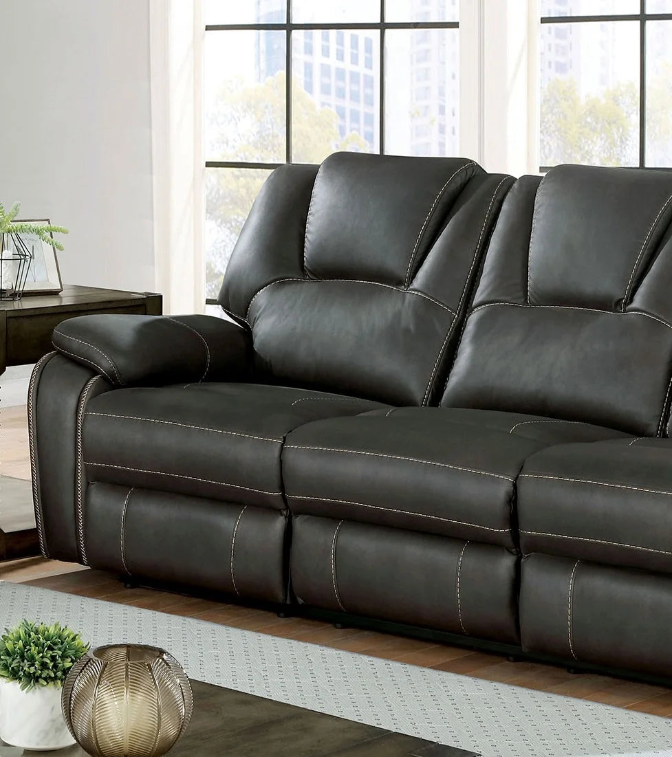 Gray Leatherette Solid Wood 3pc Motion Sofa Set W456251