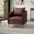 Brown Faux Leather Armchair with Moveable Cushion Y761370